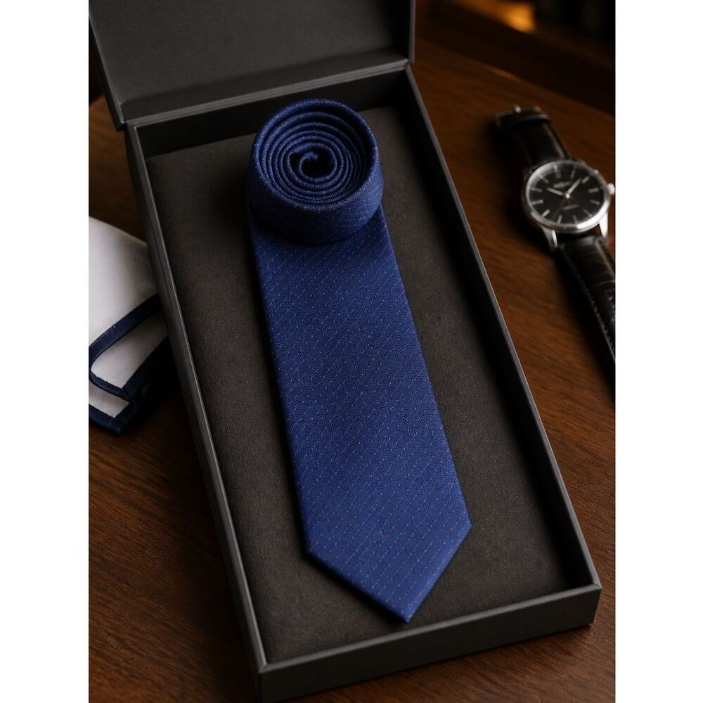 MICHEAL KORS BLUE TIE WITH PINK DOTS 62” LONG 3” WIDTH 70% SILK 30% COTTON